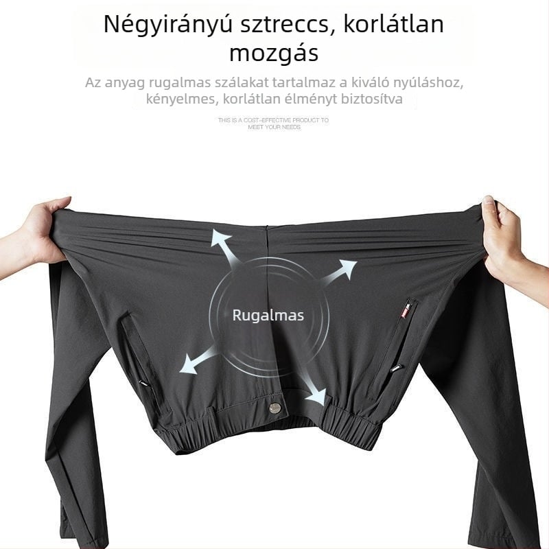 Ice Silk gyorsan száradó férfi sportos–szabadidő nadrág, egyenes szabás, nyárra, plusz méret, vékony fazon