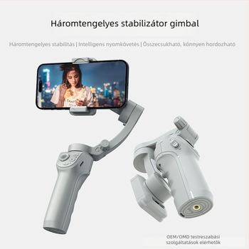 Kézben tartott háromtengelyes okostelefon-stabilizátor arc követéssel, Bluetooth, távirányító, modell M01