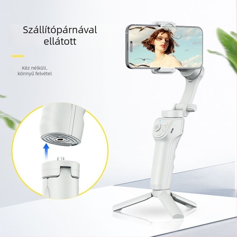 Kézben tartott háromtengelyes okostelefon-stabilizátor arc követéssel, Bluetooth, távirányító, modell M01