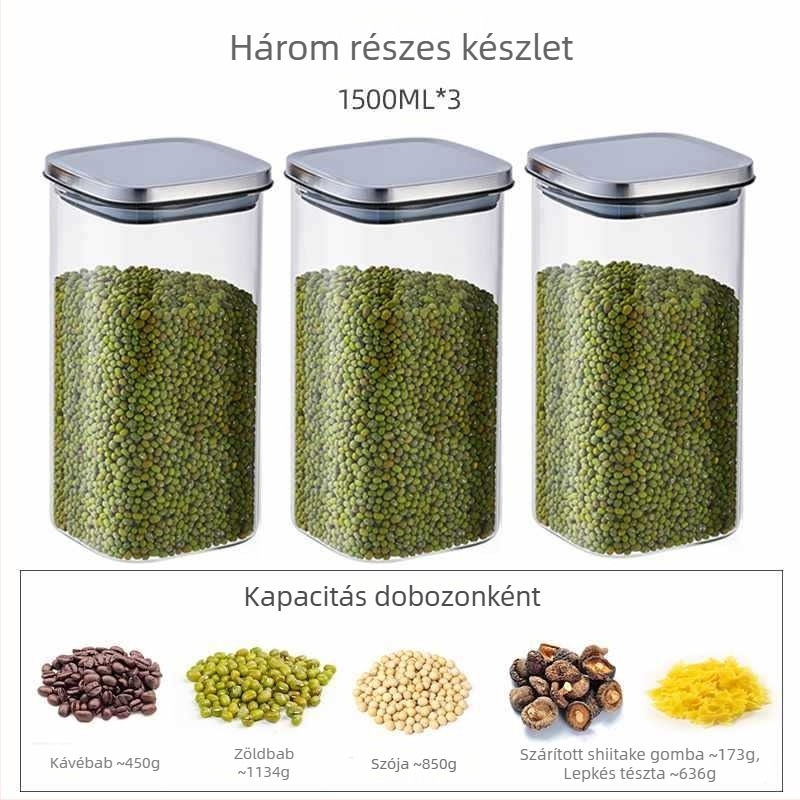 Üvegből készült négyzet alakú tárolóedény, kínai stílus
