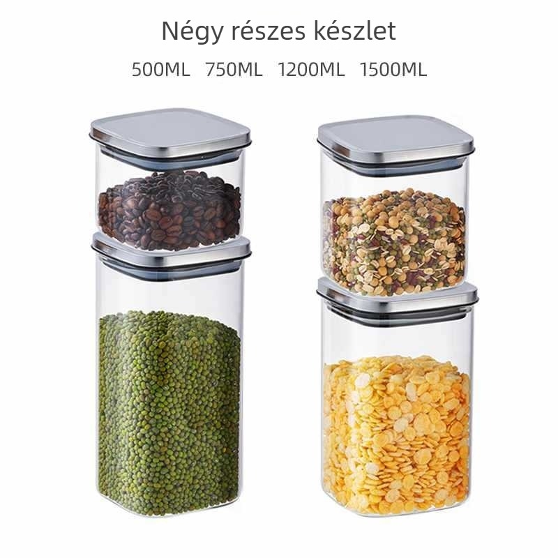 Üvegből készült négyzet alakú tárolóedény, kínai stílus