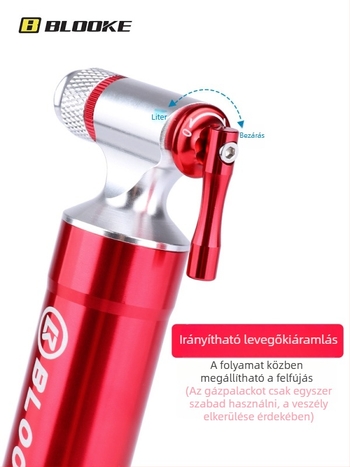 Blooke CO2 pumpáló palack mountain- és road kerékpárokhoz — alumíniumötvözet, hordozható töltőtartály, CO2 szelep
