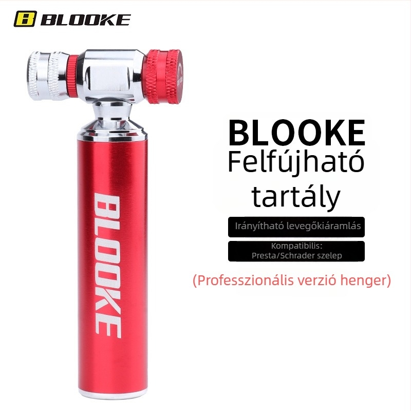 Blooke CO2 pumpáló palack mountain- és road kerékpárokhoz — alumíniumötvözet, hordozható töltőtartály, CO2 szelep