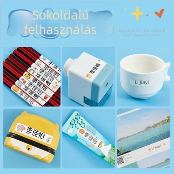 Óvoda- és általános iskolai névtáblák, rajzfilmszerű dizájn, átlátszó öntapadós, vízálló kézírással ellátott címkék, méret 11x46 mm