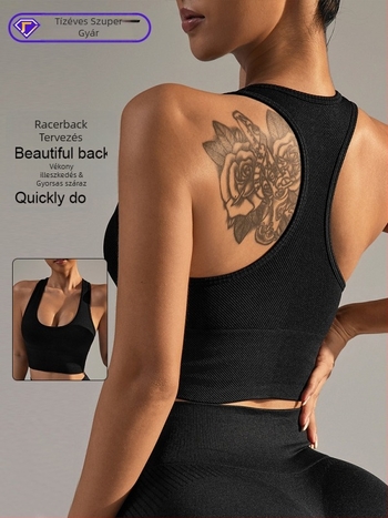Női sporttop I-hátú és U-nyakkal, nedvességelvezető, gyorsan száradó anyag, 90% nylon, 10% spandex, 2024 kiadás