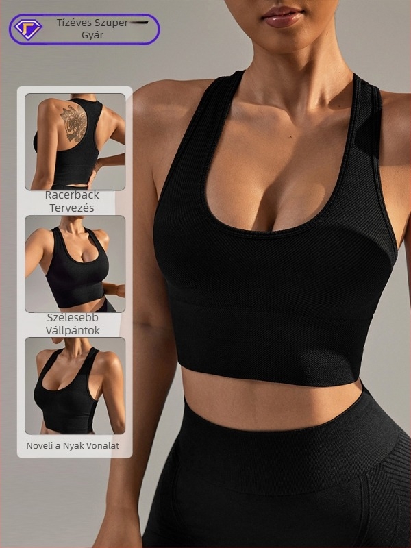 Női sporttop I-hátú és U-nyakkal, nedvességelvezető, gyorsan száradó anyag, 90% nylon, 10% spandex, 2024 kiadás