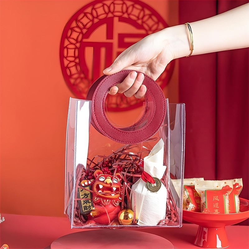 Átlátszó PVC kézitáska — luxus esküvői ajándéktáska és szuvenír, származás Wenzhou, duplán vastag 60 silk, márka Be polite