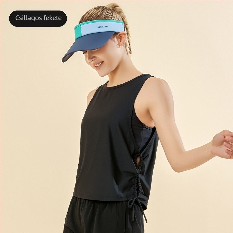 Női ujjatlan sportmellény, lélegző és nedvességelvezető, plisírozott dizájn, 85% nylon szálból