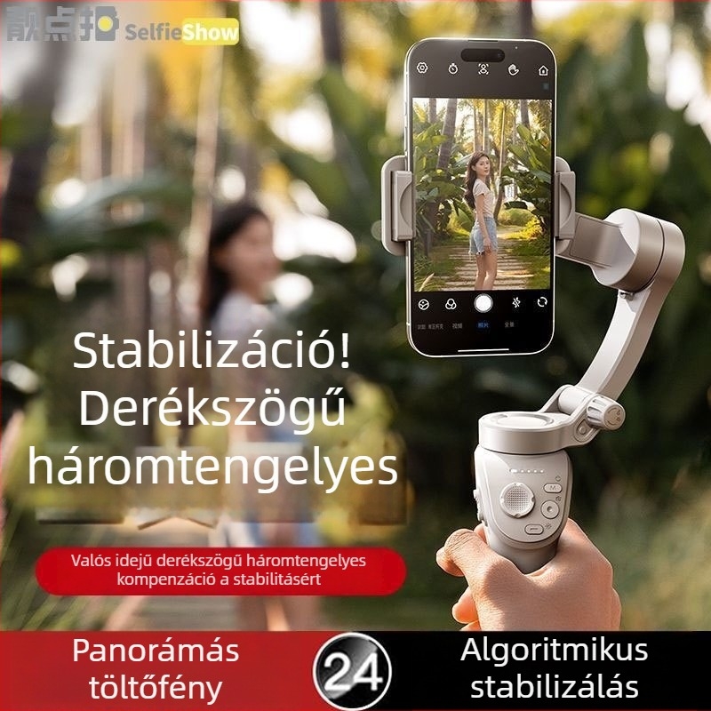 AR-vezérelt intelligens gimbal stabilizátor okostelefonokra, kézi selfie pálca vlogokhoz és élő közvetítéshez
