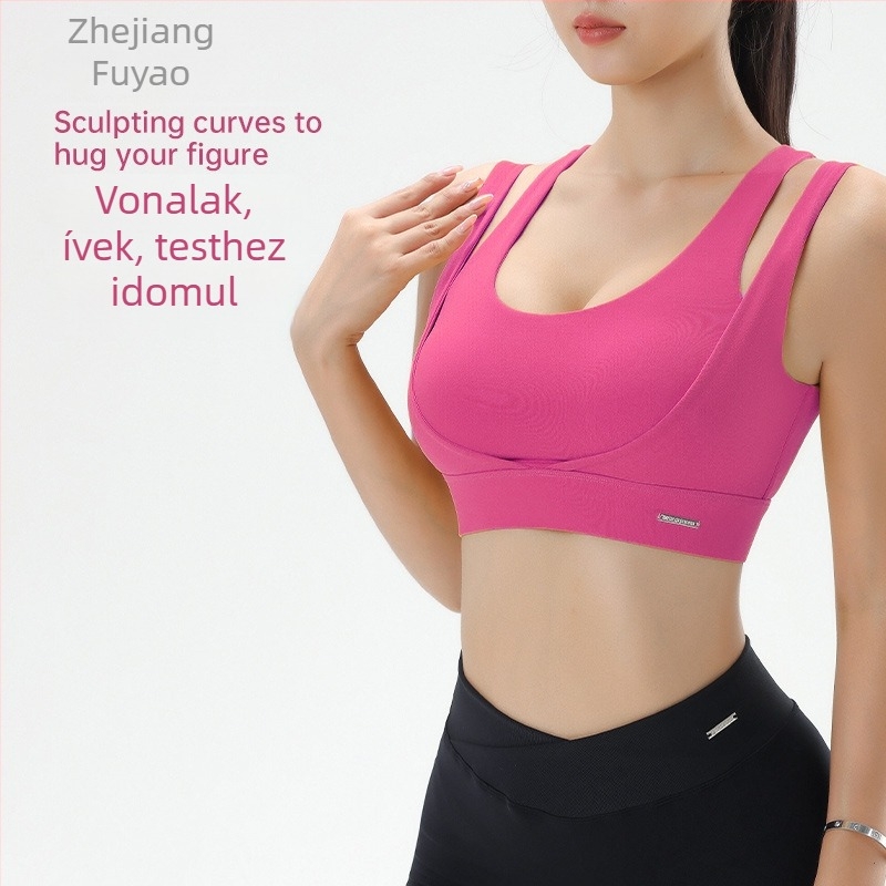 Nachia Yabei Jógához készült sportmelltartó formázott kosarakkal, teljes kosárral, fix dupla vállpántokkal, betétdizájn, Spandex-béléssel