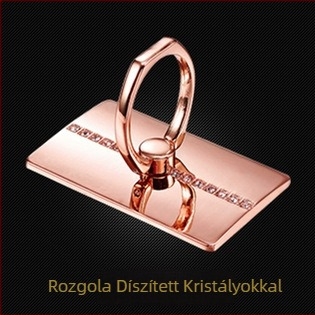 Fém 360°-ban forgó gyűrűtartó telefonhoz/tablethez, gyémántcsíkkal