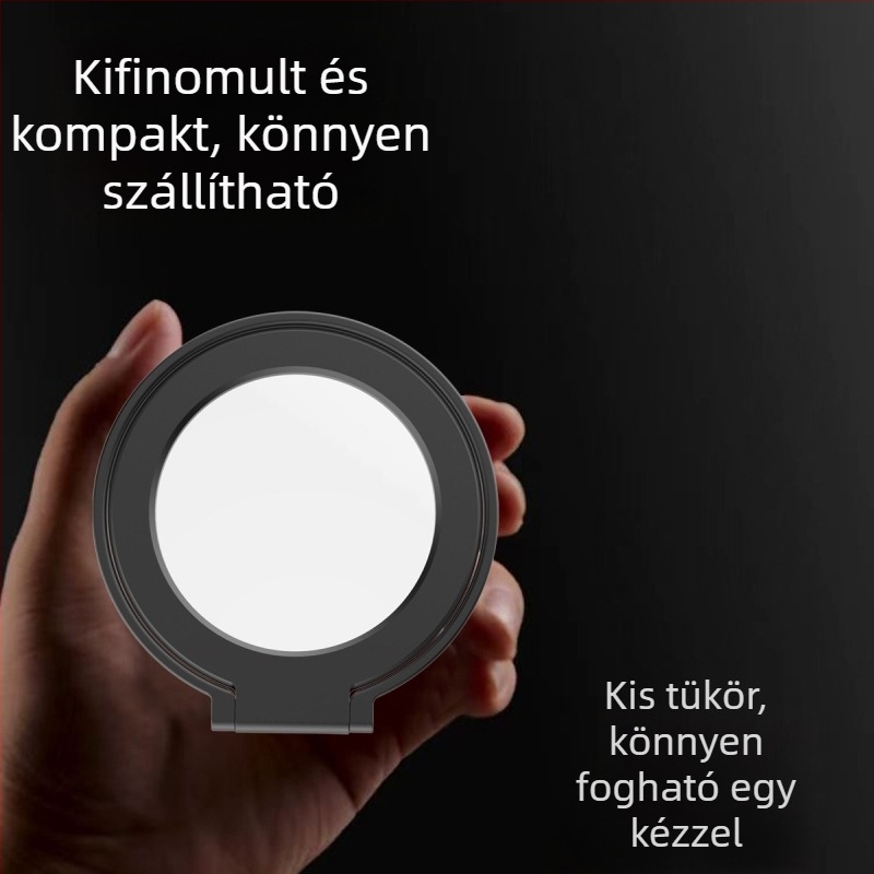 Mágneses gyűrűs telefon-tartó, összecsukható, hordozható, Selfie-tükör, alumíniumötvözet
