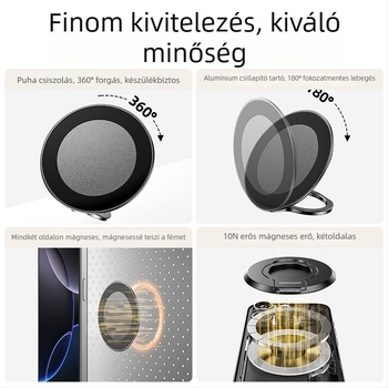 Mágneses gyűrűs telefontartó – ötvözet, összecsukható, univerzális stílus, jogosult magánmárka