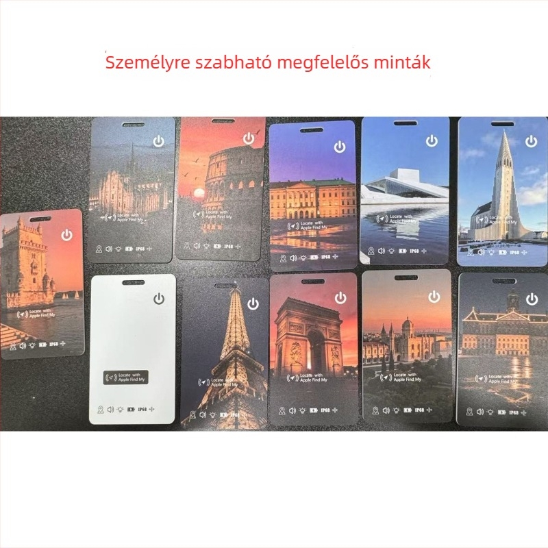 Kártya ellopás elleni lokátor vezeték nélküli töltéssel, 10 m hatótávolság, 220 mAh akkumulátor, iOS-kompatibilis