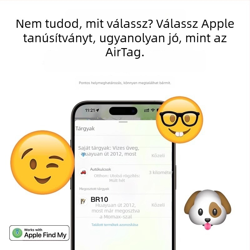 Momis Br10 TPU elvesztés elleni nyomkövető címke iOS-hoz, 10 g