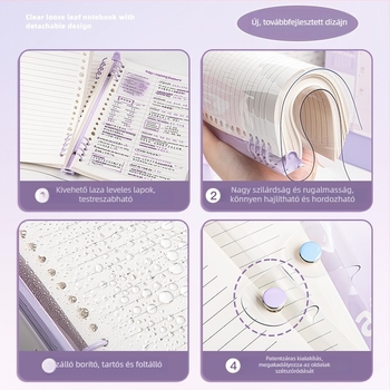 Minimalista B5-ös notesz levehető lappal és átlátszó PVC‑s puha borítással, vastagabb A5 formátumú jegyzetfüzet tanuláshoz és irodai használathoz