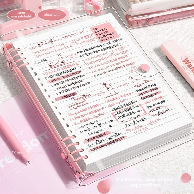 Minimalista B5-ös notesz levehető lappal és átlátszó PVC‑s puha borítással, vastagabb A5 formátumú jegyzetfüzet tanuláshoz és irodai használathoz