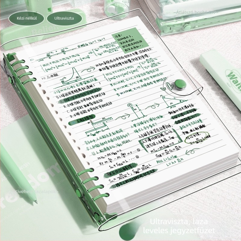 Minimalista B5-ös notesz levehető lappal és átlátszó PVC‑s puha borítással, vastagabb A5 formátumú jegyzetfüzet tanuláshoz és irodai használathoz