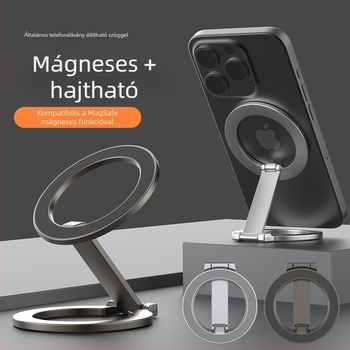 Kétoldalú mágneses MagSafe telefon-tartó, asztali állvány ötvözetsből, univerzális, teljesen fém felépítés