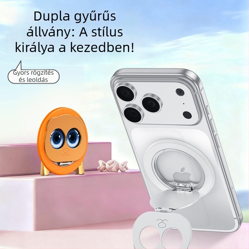 Panda mágneses telefontartó, dupla összecsukható, MagSafe-kompatibilis, 360°-os forgás, fém