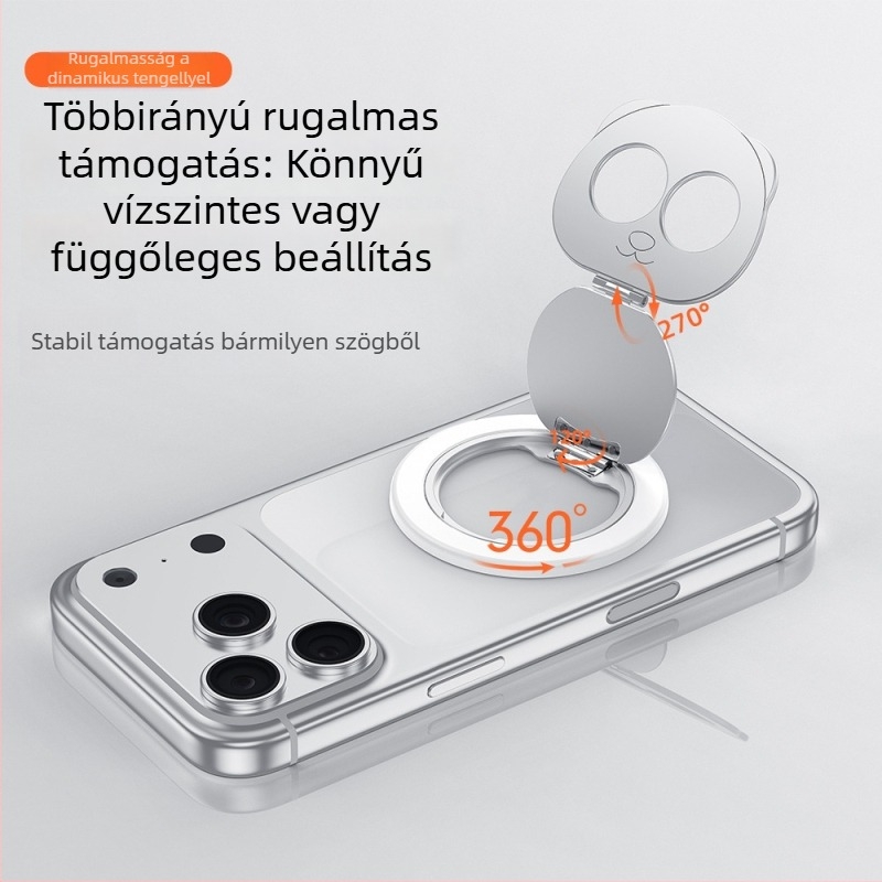 Panda mágneses telefontartó, dupla összecsukható, MagSafe-kompatibilis, 360°-os forgás, fém