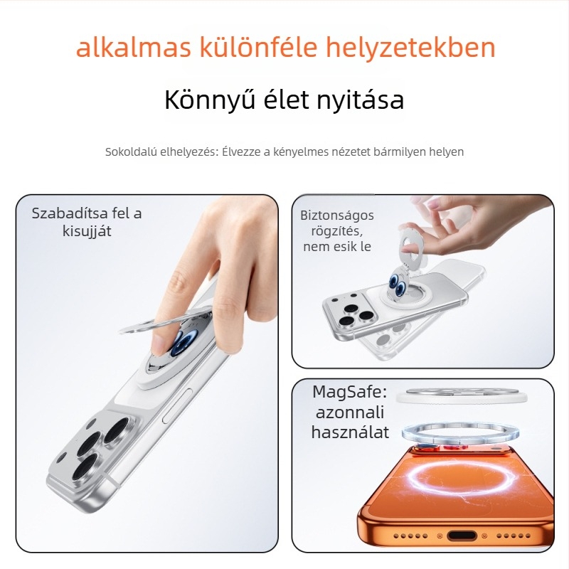 Panda mágneses telefontartó, dupla összecsukható, MagSafe-kompatibilis, 360°-os forgás, fém