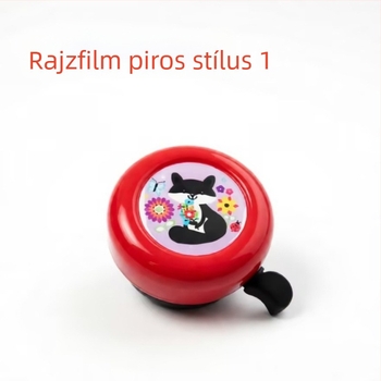 Gyerekeknek tervezett kerékpárcsengő, modell Red Heart Cartoon, márka Green Riding Morning Star, anyaga műanyag, 54 mm-es átmérő, termékszám 11A-54.