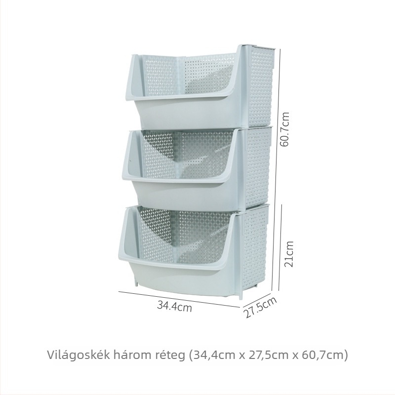 Konyhai tároló polc — többfunkciós, műanyag, padlóra álló polc, modern minimalist dizájn