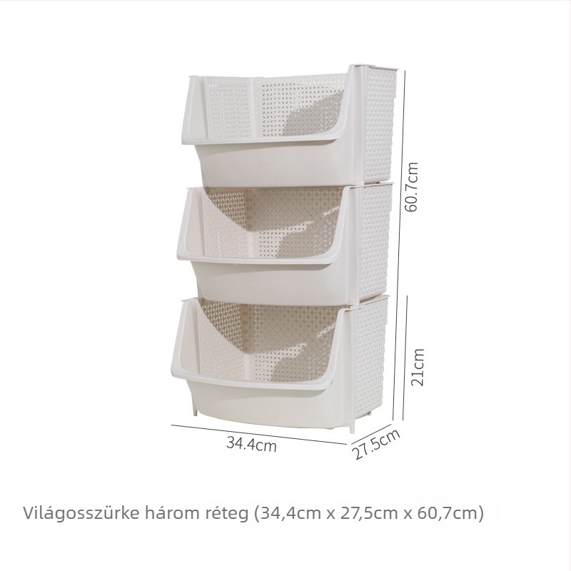Konyhai tároló polc — többfunkciós, műanyag, padlóra álló polc, modern minimalist dizájn