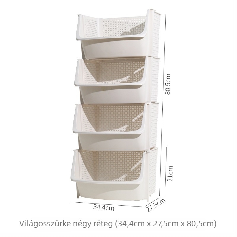 Konyhai tároló polc — többfunkciós, műanyag, padlóra álló polc, modern minimalist dizájn