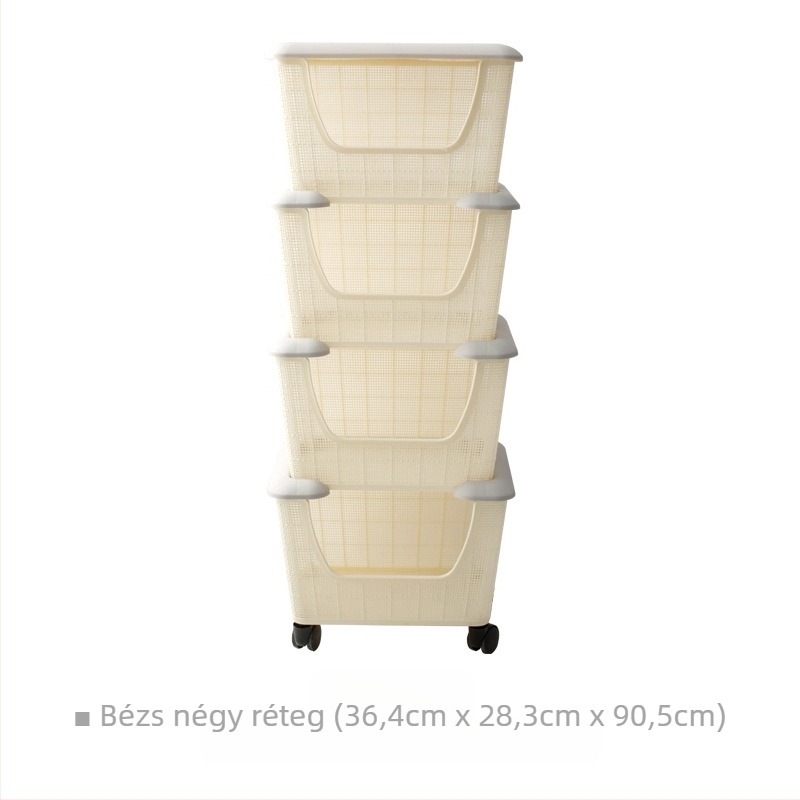 Konyhai tároló polc — többfunkciós, műanyag, padlóra álló polc, modern minimalist dizájn