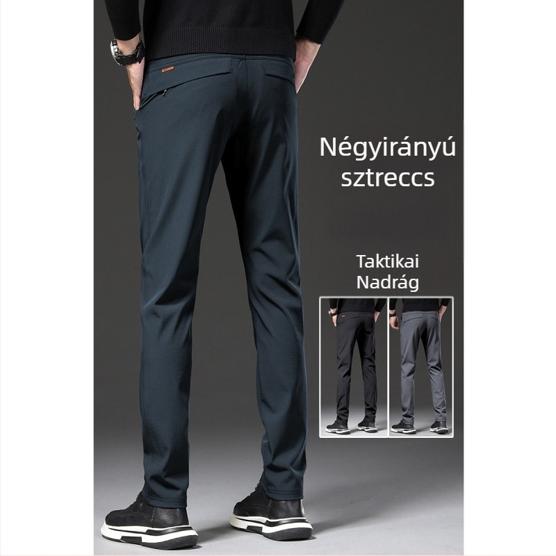 Férfi hegymászó-taktikai nadrág – fleece bélés, négyszög-nyúlású, egyenes szabás, gyűrődésálló, vasalásmentes