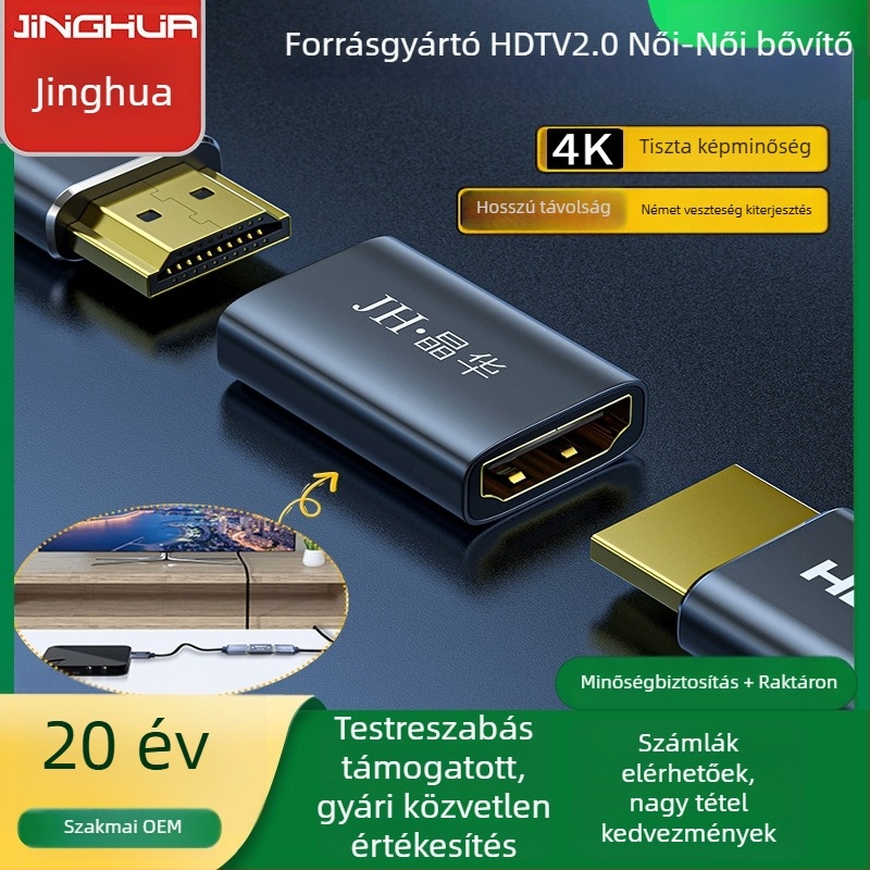 Jinghua DP–HDTV adapter, 4K/1080p támogatás, aranyozott csatlakozók, 0,1 m kábel