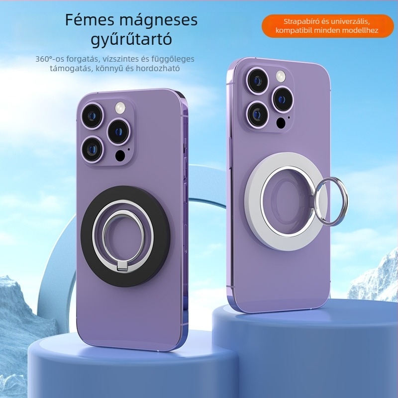 Mágneses gyűrűs telefon-tartó — asztali forgó tartó, ABS+Ötvözet, testre szabható