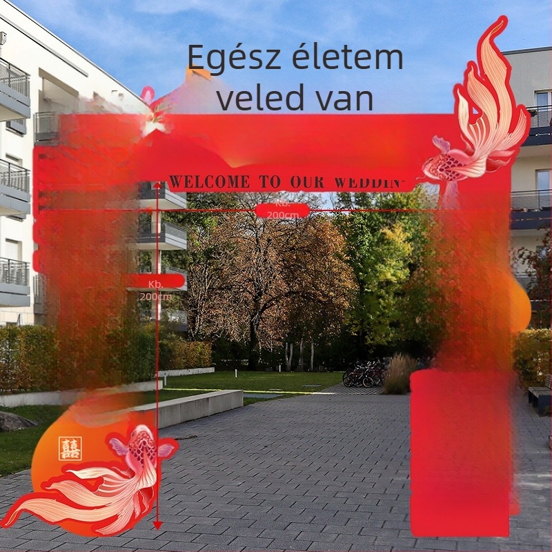 Esküvői ív oszlopokkal, kültéri kapu dekorációhoz — szintetikus rostból, karton csomagolás