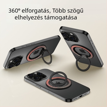 CX-2 MagSafe mágnesgyűrű Kevlar-kockás mintával és szénszálas textúrával, 360°-os forgó állvánnyal
