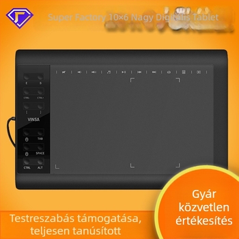 Wencai VIN1060PLUS 1060 rajztábla – USB interfész, ABS test, passzív toll (töltés nélkül), csatlakozik számítógéphez és telefonhoz, alkalmas festésre és online órákhoz