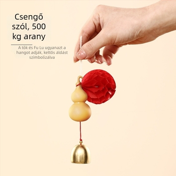 2026-os Ló éve tök harang díszfüggő — kínai újév ünnepi dekoráció, Happy togethers, csomagolás Opp zacskó, anyag: Egyéb