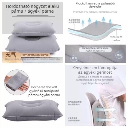 Utazáshoz való felfújható nyakpárna, U-alakú forma, PVC anyag, súly 80 g, egy személy számára