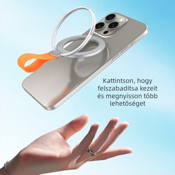 Fémes mágneses forgó autótelefon-tartó gyűrűs tartóval, MagSafe kompatibilis