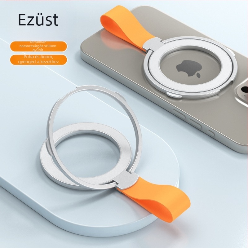 Fémes mágneses forgó autótelefon-tartó gyűrűs tartóval, MagSafe kompatibilis