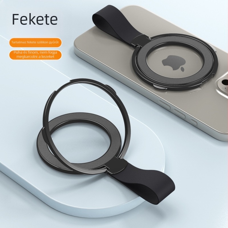 Fémes mágneses forgó autótelefon-tartó gyűrűs tartóval, MagSafe kompatibilis