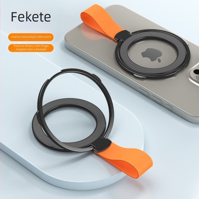 Fémes mágneses forgó autótelefon-tartó gyűrűs tartóval, MagSafe kompatibilis
