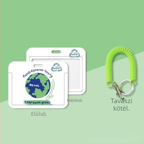 Horizontális műanyag jelvény tok orvosok és ápolók számára, visszahúzható zsinórral és nyakba akasztó csattal