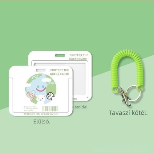 Horizontális műanyag jelvény tok orvosok és ápolók számára, visszahúzható zsinórral és nyakba akasztó csattal