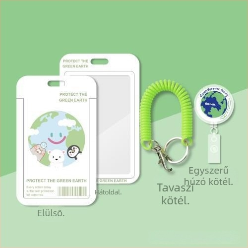 Horizontális műanyag jelvény tok orvosok és ápolók számára, visszahúzható zsinórral és nyakba akasztó csattal