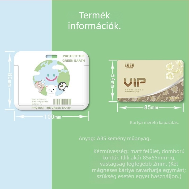 Horizontális műanyag jelvény tok orvosok és ápolók számára, visszahúzható zsinórral és nyakba akasztó csattal