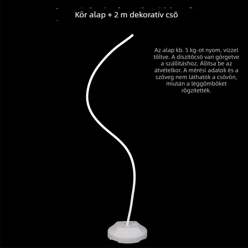 Esküvői hátfalív, hajlékony alumínium-plasztik csövekből és PVC-ből, nem szabályos ballon-formájú csövek, nagy papír virágos oszlopok