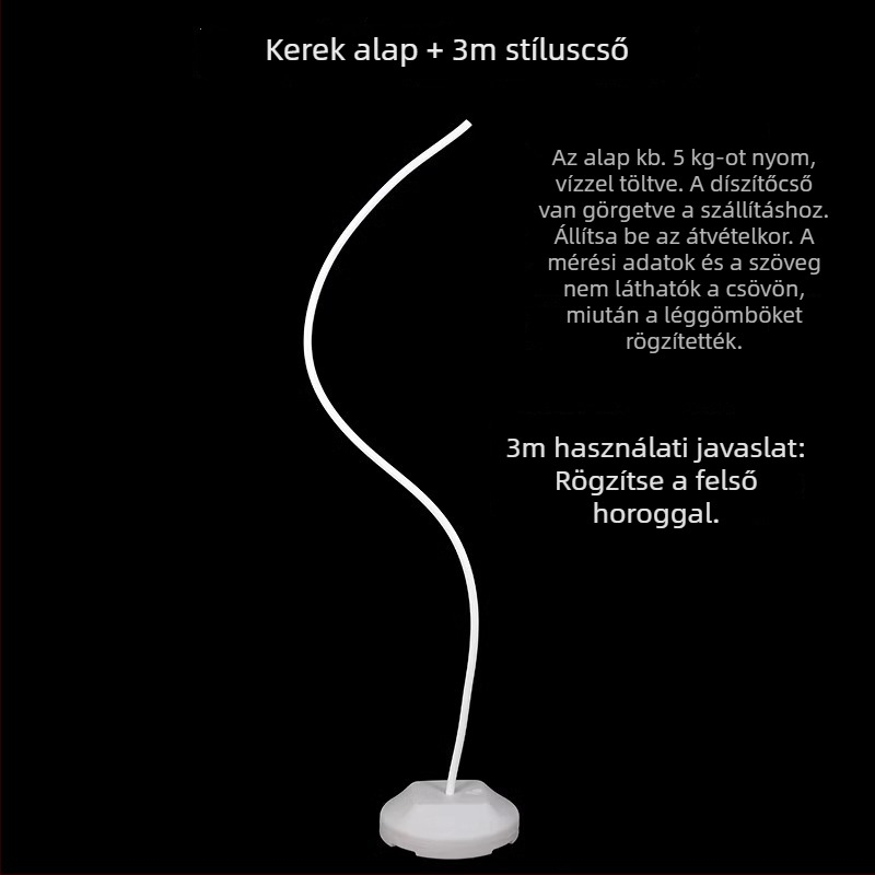 Esküvői hátfalív, hajlékony alumínium-plasztik csövekből és PVC-ből, nem szabályos ballon-formájú csövek, nagy papír virágos oszlopok