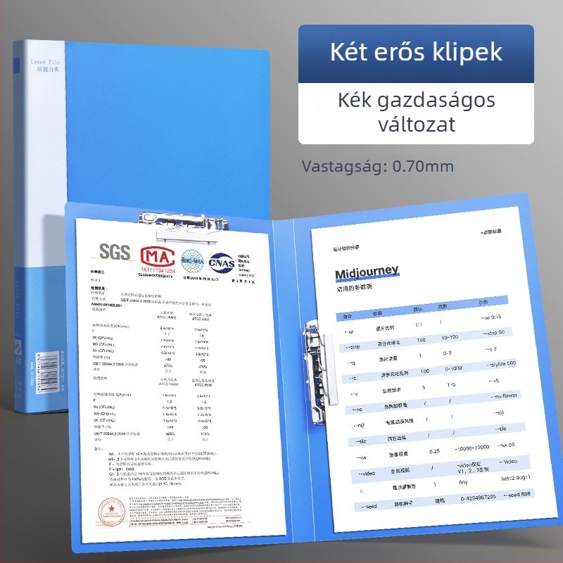 A4-es dokumentumtartó dupla erős csíptetővel, műanyagból, lemez vastagsága 75